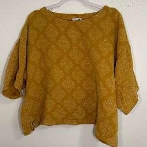 Jjill yellow patterned oversized 100% cotton top